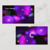Carte De Visite BULLES QUANTUM 2 MONOGRAM Vibrant noir violet (Devant / Derrière)