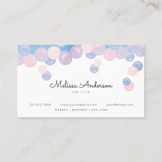 Carte De Visite Bulles roses et bleues Service de nettoyage à domi (Dos)