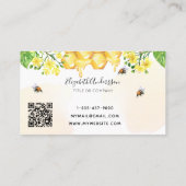 Carte De Visite Bumble abeilles miel fleuri jaune code qr (Dos)