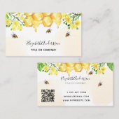 Carte De Visite Bumble abeilles miel fleuri jaune code qr (Devant / Derrière)