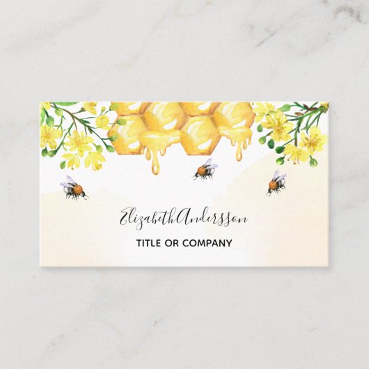 Carte De Visite Bumble abeilles miel fleuri jaune code qr (Devant)