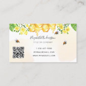 Carte De Visite Bumble abeilles miel fleuri jaune code qr logo (Dos)