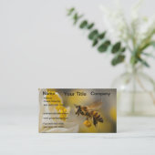 Carte De Visite Bumble Bee Fleur Jaune Abeille couverte de pollen (Debout devant)