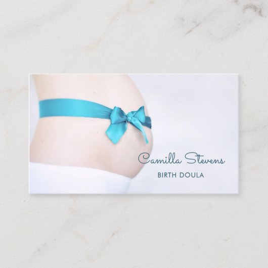 Carte De Visite Bump bébé doula enceinte avec ruban bleu (Devant)