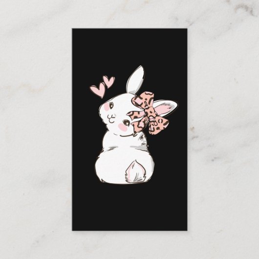 Carte De Visite Bunny Cute Rabbit Leopard Bow Tie Girls Women (Devant)