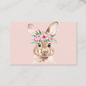 Carte De Visite Bunny D'Aquarelle Rose Pastel Moderne Avec Fleurs (Devant)