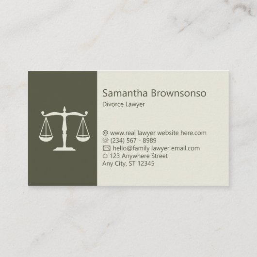 Carte De Visite Bureau de droit des avocats Sage Green (Dos)