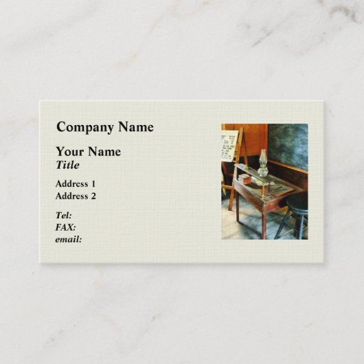 Carte De Visite Bureau de l'enseignant avec lampe d'ouragan (Devant)