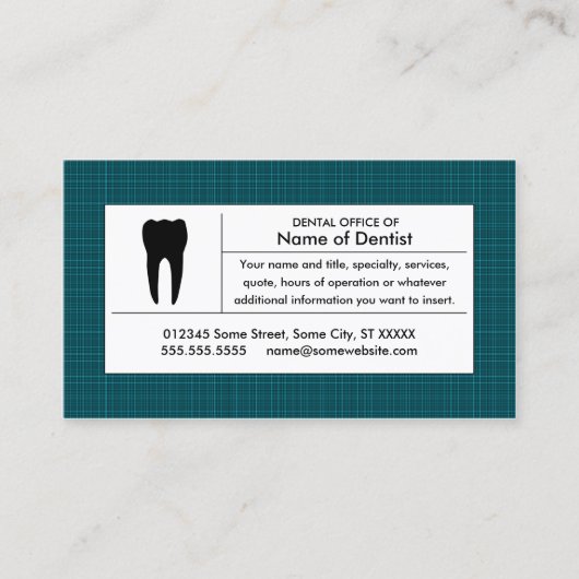 Carte De Visite bureau dentaire de plaid (Devant)
