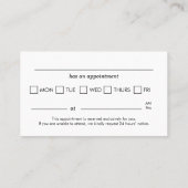 Carte De Visite Bureau dentaire Rappel de rendez-vous dentaire (Dos)