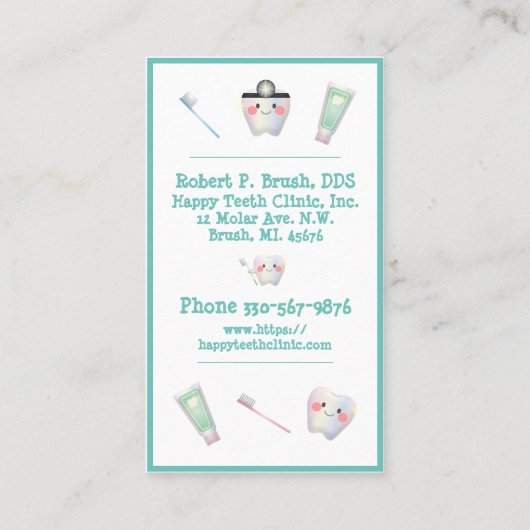 Carte De Visite Bureau des dentistes Typographie dentaire Nom Teet (Dos)