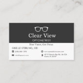 Carte De Visite Bureau d'optométrie lunettes  (Devant)