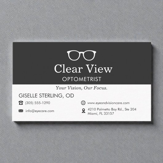 Carte De Visite Bureau d'optométrie lunettes 