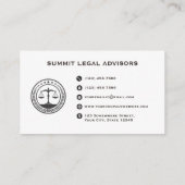 Carte De Visite Bureau du droit des monogrammes blancs et noirs pe (Dos)