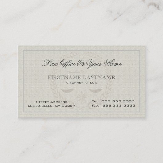 Carte De Visite Bureau du procureur Texture de lin simple 2 (Devant)