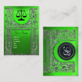 Carte De Visite BUREAU JURIDIQUE, AVOCAT Monogramme vert (Devant / Derrière)