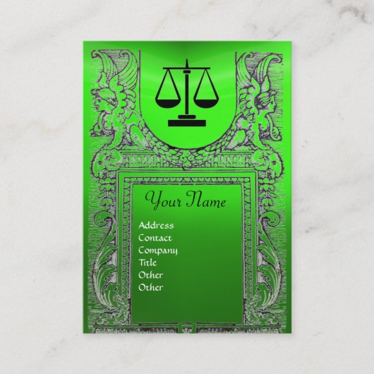 Carte De Visite BUREAU JURIDIQUE, AVOCAT Monogramme vert (Devant)