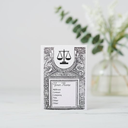 Carte De Visite BUREAU JURIDIQUE, MONogramme DU PROPRIÉTAIRE, Perl (Debout devant)