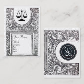 Carte De Visite BUREAU JURIDIQUE, PROCUREUR Black White Monogramme (Devant / Derrière)
