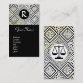 Carte De Visite BUREAU JURIDIQUE, PROCUREUR DAMASK Monogramme (Devant / Derrière)