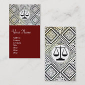 Carte De Visite BUREAU JURIDIQUE, PROCUREUR DAMASK rouge (Devant / Derrière)