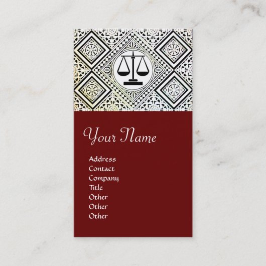 Carte De Visite BUREAU JURIDIQUE, PROCUREUR DAMASK rouge (Devant)