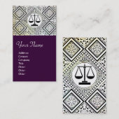 Carte De Visite BUREAU JURIDIQUE, PROCUREUR DAMASK violet (Devant / Derrière)