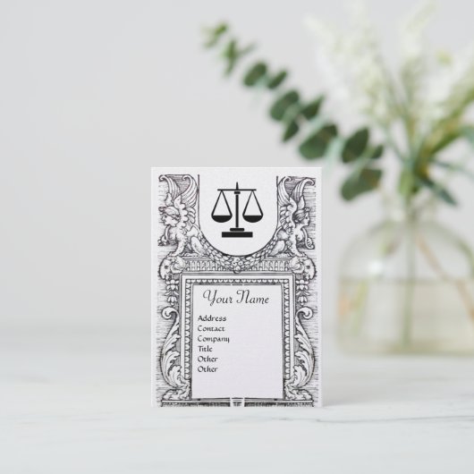 Carte De Visite BUREAU JURIDIQUE, PROCUREUR Monogramme Black White (Debout devant)