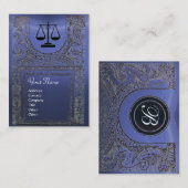 Carte De Visite BUREAU JURIDIQUE, PROCUREUR Monogramme, bleu (Devant / Derrière)