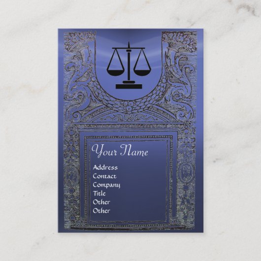 Carte De Visite BUREAU JURIDIQUE, PROCUREUR Monogramme, bleu (Devant)