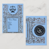 Carte De Visite BUREAU JURIDIQUE, PROCUREUR Monogramme, bleu (Devant / Derrière)