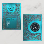 Carte De Visite BUREAU JURIDIQUE, PROCUREUR Monogramme bleu (Devant / Derrière)