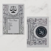 Carte De Visite BUREAU JURIDIQUE, PROCUREUR Monogramme, gris (Devant / Derrière)