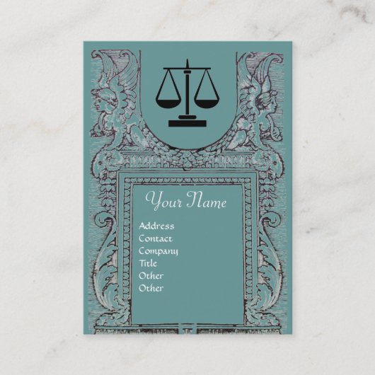 Carte De Visite BUREAU JURIDIQUE, PROCUREUR Monogramme, gris bleu (Devant)