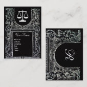 Carte De Visite BUREAU JURIDIQUE, PROCUREUR Monogramme noir blanc (Devant / Derrière)