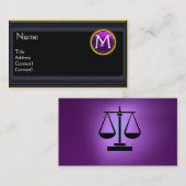 Carte De Visite BUREAU JURIDIQUE, PROCUREUR Monogramme noir violet (Devant / Derrière)