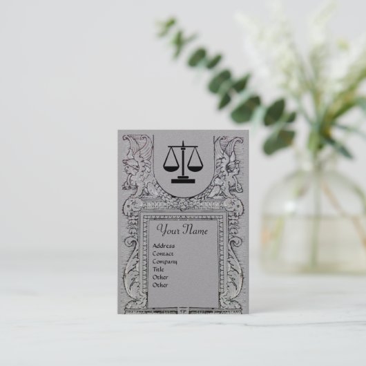 Carte De Visite BUREAU JURIDIQUE, PROCUREUR Monogramme Papier gris (Debout devant)