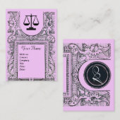 Carte De Visite BUREAU JURIDIQUE, PROCUREUR Monogramme, rose (Devant / Derrière)