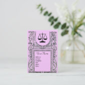 Carte De Visite BUREAU JURIDIQUE, PROCUREUR Monogramme, rose (Debout devant)