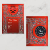 Carte De Visite BUREAU JURIDIQUE, PROCUREUR Monogramme, rouge (Devant / Derrière)