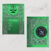 Carte De Visite BUREAU JURIDIQUE, PROCUREUR Monogramme vert (Devant / Derrière)