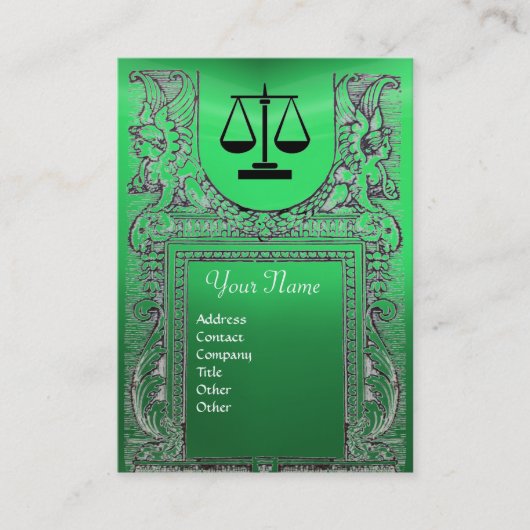 Carte De Visite BUREAU JURIDIQUE, PROCUREUR Monogramme vert (Devant)