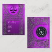 Carte De Visite BUREAU JURIDIQUE, PROCUREUR Monogramme violet (Devant / Derrière)