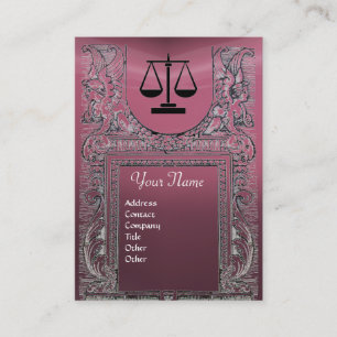 Carte De Visite BUREAU JURIDIQUE, PROCUREUR Monogramme, violet ros