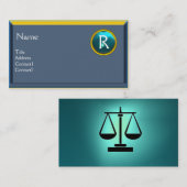 Carte De Visite BUREAU JURIDIQUE, PROCUREUR Saphir bleu monogramme (Devant / Derrière)