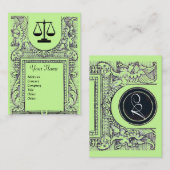 Carte De Visite BUREAU JURIDIQUE, PROPRIÉTAIRE Monogramme, vert (Devant / Derrière)