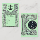 Carte De Visite BUREAU JURIDIQUE, PROPRIÉTAIRE Monogramme, vert (Devant / Derrière)