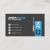 Carte De Visite Bureau Moderne Entreprise Branché Logo Noir Bleu (Devant)