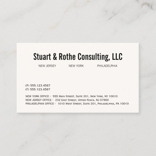 Carte De Visite Bureau professionnel simple et élégant (Devant)