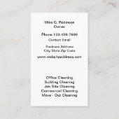 Carte De Visite Bureau Service de nettoyage Janitorial Moderne (Dos)